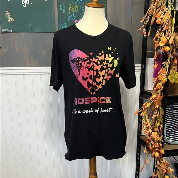 Black Graphic T-Shirt with Heart Design - Picture 1 of 1